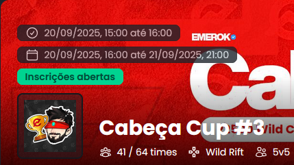 41 times inscritos já no Cabeça Cup😃