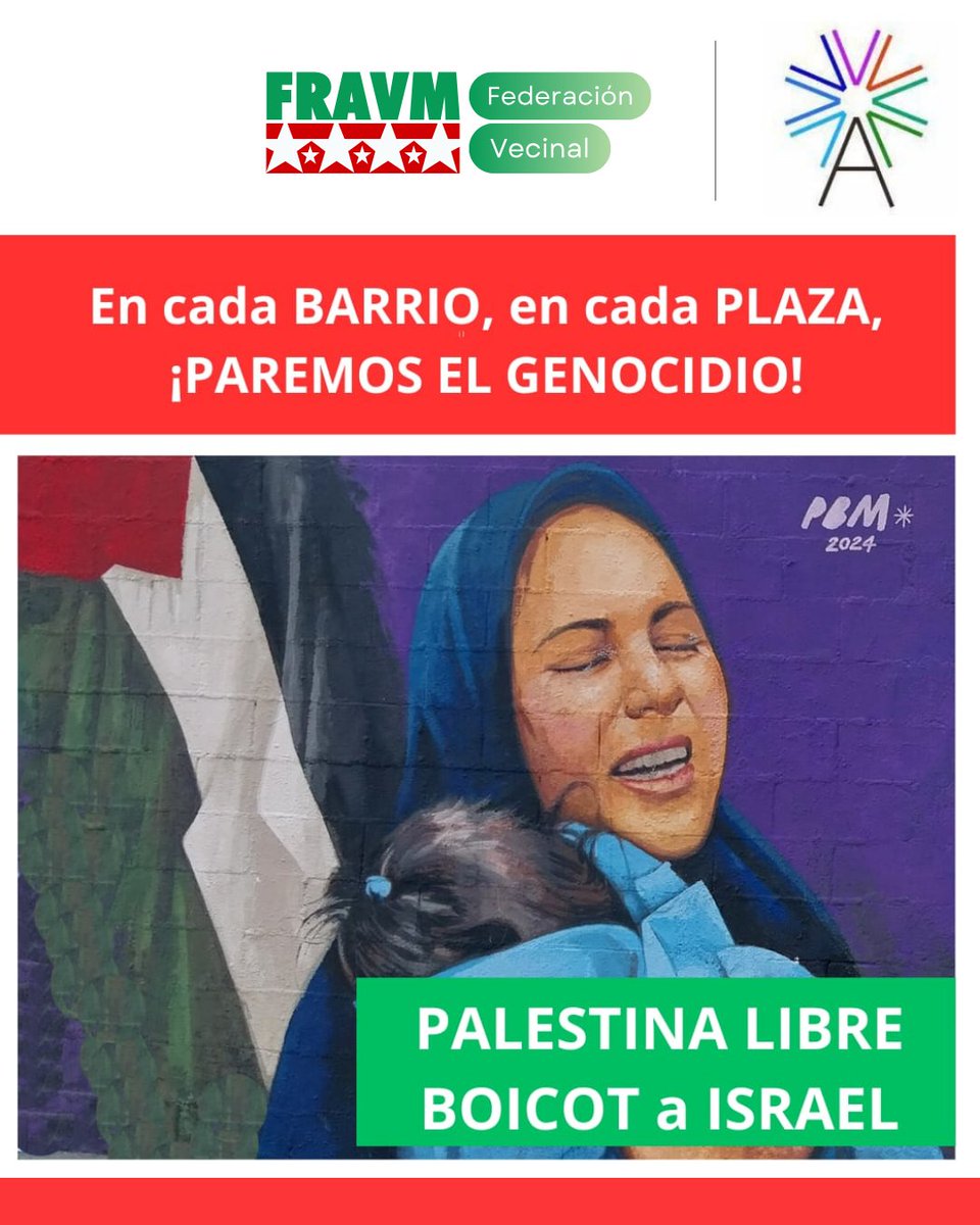 El pueblo de #Palestina sufre una situación dramática, inhumana e insostenible por las acciones criminales del gobierno de Netanyahu

Que se escuchen nuestras voces ahora más que nunca, en cada BARRIO, en cada PLAZA: ¡PAREMOS EL GENOCIDIO!