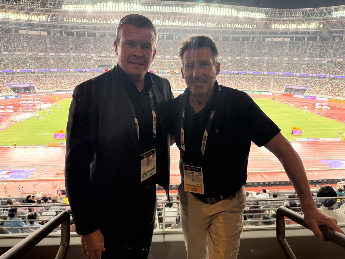 Great to catch up with <a href="/WorldAthletics/">World Athletics</a> President <a href="/sebcoe/">Seb Coe</a> on the integrity of sport in athletics and beyond. Always valuable insights! Thank you for today’s meeting on the sidelines of the <a href="/WATokyo25/">東京2025世界陸上/World Athletics Championships Tokyo 25</a>. <a href="/wada_ama/">WADA</a>