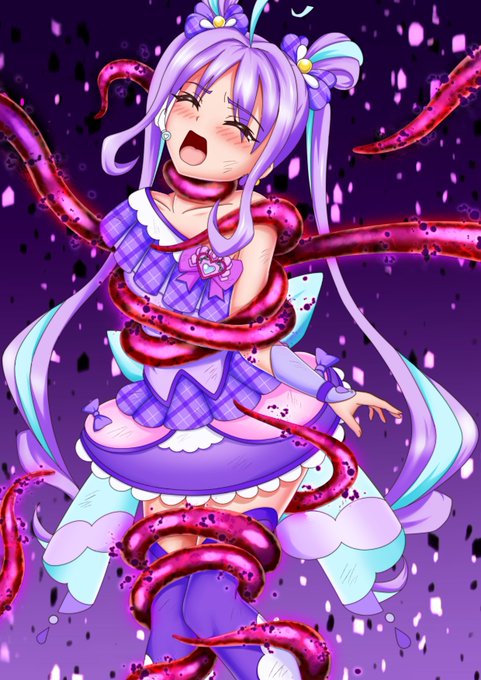 キュアキュンキュンちゃんの触手締め付け絵です 今回のプリキュアはウインクの美脚に目を奪われましたが、よく見るとこの娘も良いデザインですね 清美さんお誕生日おめでとうございます