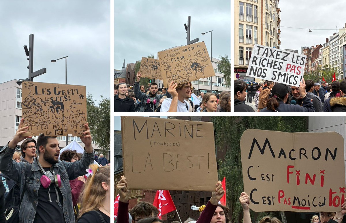 Lille_actu's tweet photo. 📷Voici quelques unes des pancartes aperçues dans le cortège de la #manif de ce #18septembre2025 à Lille 🔽
#greve18septembre https://t.co/2JLUJJcd1X