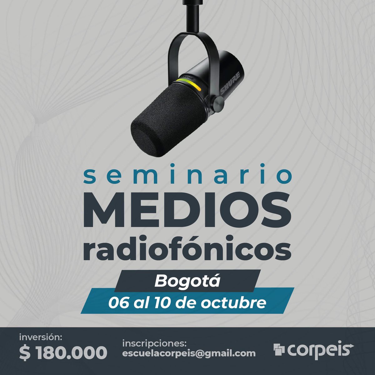 Ya están abiertas las inscripciones para el seminario de medios radiofónicos a realizarse en Bogotá entre los días 6 al 10 de octubre. Espacio formativo que brindará herramientas para la creación de productos radiofónicos a través de los cuales puedan comunicar sus experiencias.