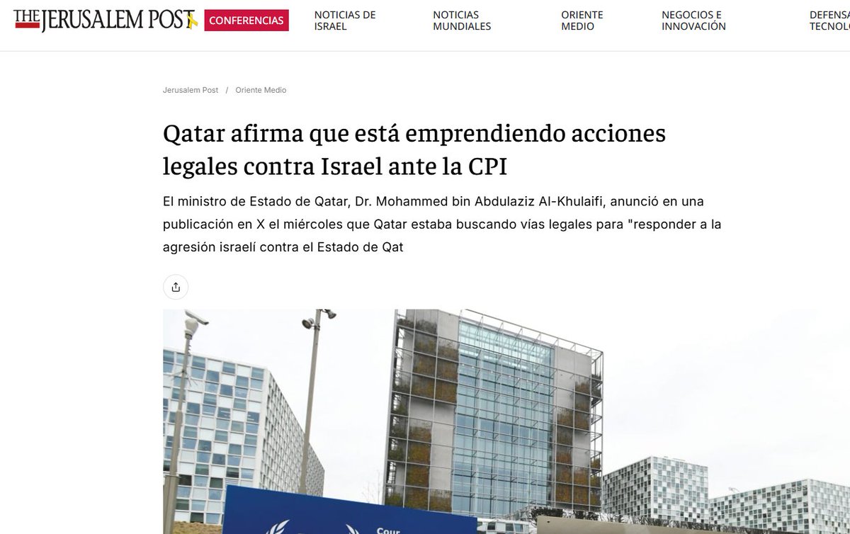 Para completar el panorama, el ministro de RREE de Qatar viajó a La Haya para explorar la posibilidad de acusar a Israel por el ataque a Doha. Recrodemos que además de alojar a la cúpula de Hamas, también es huésped de la mayor base de EEUU en Medio Oriente.