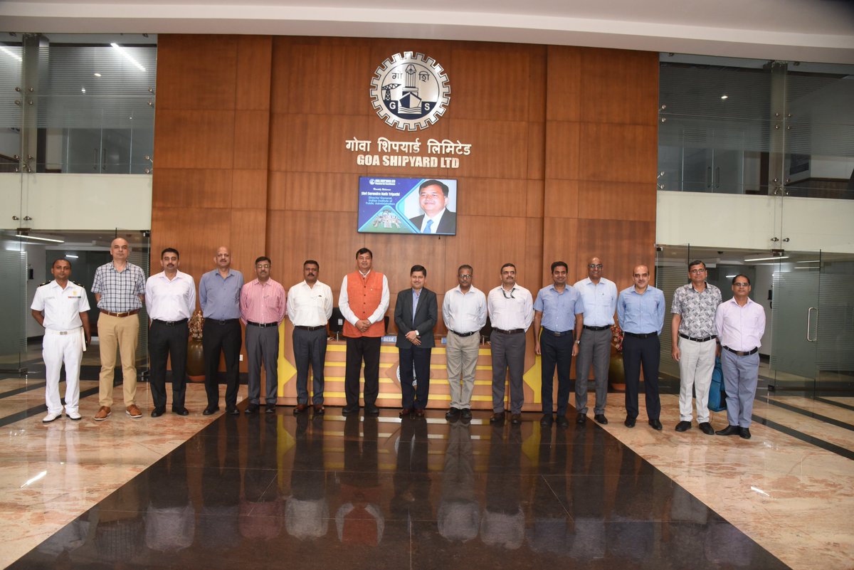 goashipyardltd's tweet photo. A delegation from the 51st Advanced Professional Programme in Public Administration (#APPPA), led by Shri Surendra Nath Tripathi, Director General of the Indian Institute of Public Administration, visited Goa Shipyard Limited (#GSL) today.

The DG, IIPA interacted with Shri Brajesh Kumar Upadhyay @cmdgsl, followed by a corporate presentation and discussion, highlighting GSL's shipbuilding excellence and its pivotal role in strengthening maritime security.