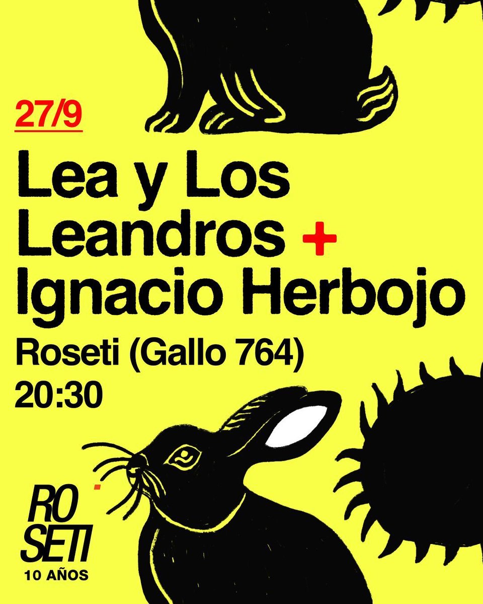 Paso chivo: El sábado 27 de septiembre tocamos con la Lea Franov presentando temitas nuevos, y nos acompaña el gran <a href="/ignacioherbojo/">ignacio herbojo</a> con su flamante nueva banda que incluye a <a href="/alejobostero/">Алеxобостэро</a> con quien vamos a espadear con alegría.

🎫 Anticipadas acá: bue.tickethoy.com/entradas-music…