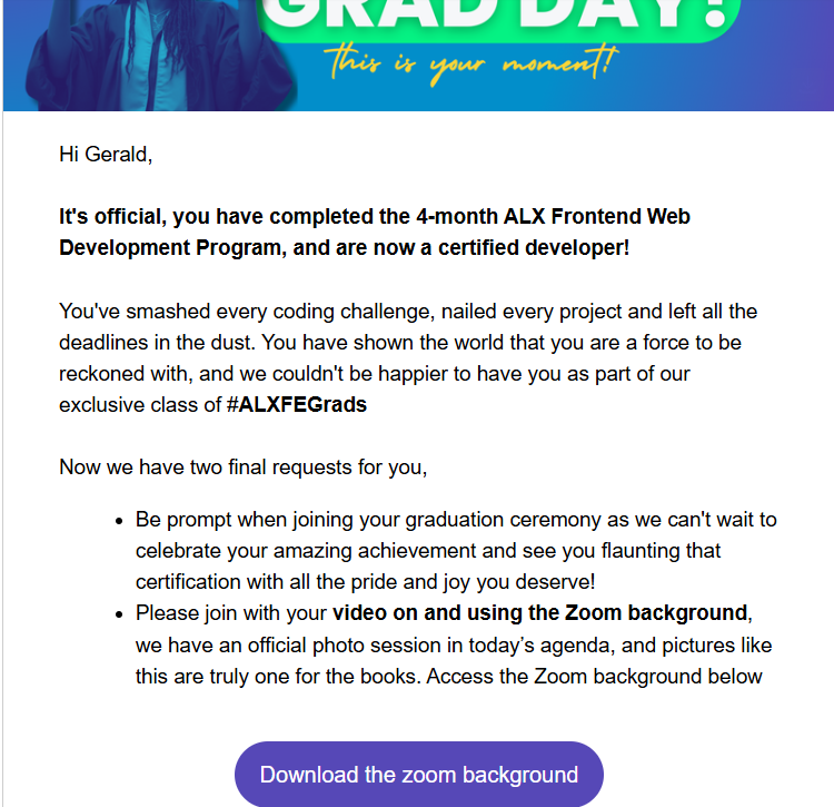 gerald_okothKE's tweet photo. Armed with new skills and experience, I can’t wait to contribute to transforming the world through tech initiatives and building solutions that matter. 
The journey continues!  #TechForGood #FrontendDevelopment #ALX @alx_africa @facesofalxse https://t.co/NtZvpHpe04