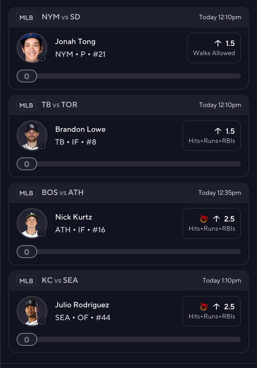 SlimProps's tweet image. 9.18 #MLB 16x 🎟️⚾️

#Props #PrizePicks 

Jonah Tong - 7 walks in 3 starts; -145 DK

Brandon Lowe - 10 for 17 (.588) vs Bassit w 4 HRs

Nick Kurtz - .341 v RHP; leadoff bats .284 v Bello

J Rod - .301 away; 2for3 vs Kolek &amp;amp; better day game / away splits

Smells Green 🍀

👍🏽/RT
