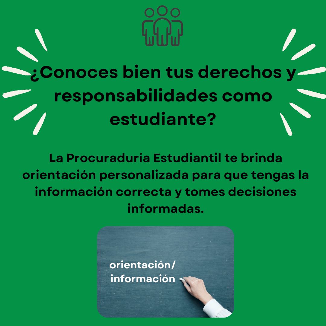 ProcuradoraRUM's tweet image. 📌📚 ¿Conoces tus derechos y responsabilidades como estudiante?

La Procuraduría Estudiantil te ofrece orientación personalizada para que tomes decisiones informadas.

#UPRM #RUM #ProcuraduríaEstudiantil #DerechosEstudiantiles #VidaUniversitaria