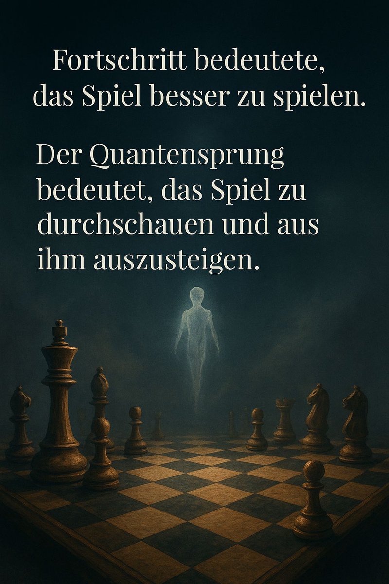 MikaelBergman_'s tweet image. Ein Gedanke für alle, die immer noch glauben, sie müssten das Spiel gewinnen.  ♟️

&quot;Fortschritt bedeutete, das Spiel besser zu spielen. Der #Quantensprung bedeutet, das Spiel zu durchschauen und aus ihm auszusteigen.&quot;