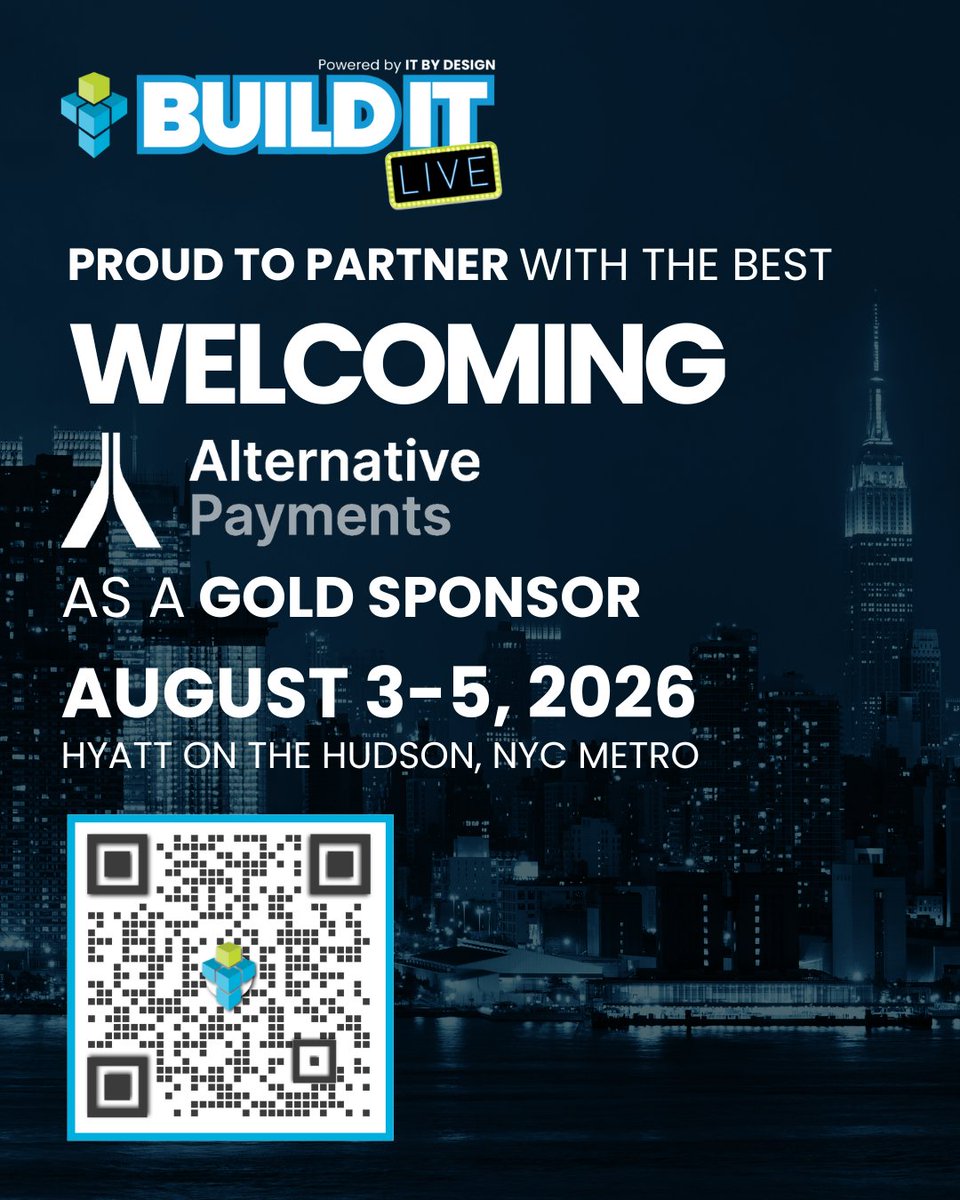 Proud to welcome Alternative Payments as a Gold Sponsor for #BuildITLIVE2026, Aug 3–5 in Jersey City.

400+ MSP leaders, 50+ tools, zero fluff. 100% strategy and growth.

Join us: hubs.ly/Q03JX5YS0

#MSPLeaders #ChannelInnovation