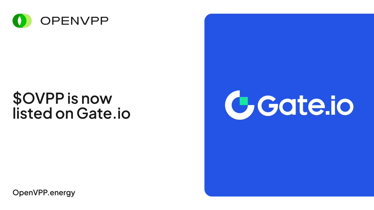 OpenVPP is heading to <a href="/Gate/">Gate</a>. 

Exclusively for $OVPP earn ~19% APR in $OVPP for $ETH stakers.

This listing opens the door for millions of new users to take part in OpenVPP's ecosystem. 

$OVPP The Internet of Energy.

x.com/Gate_Launch/st…