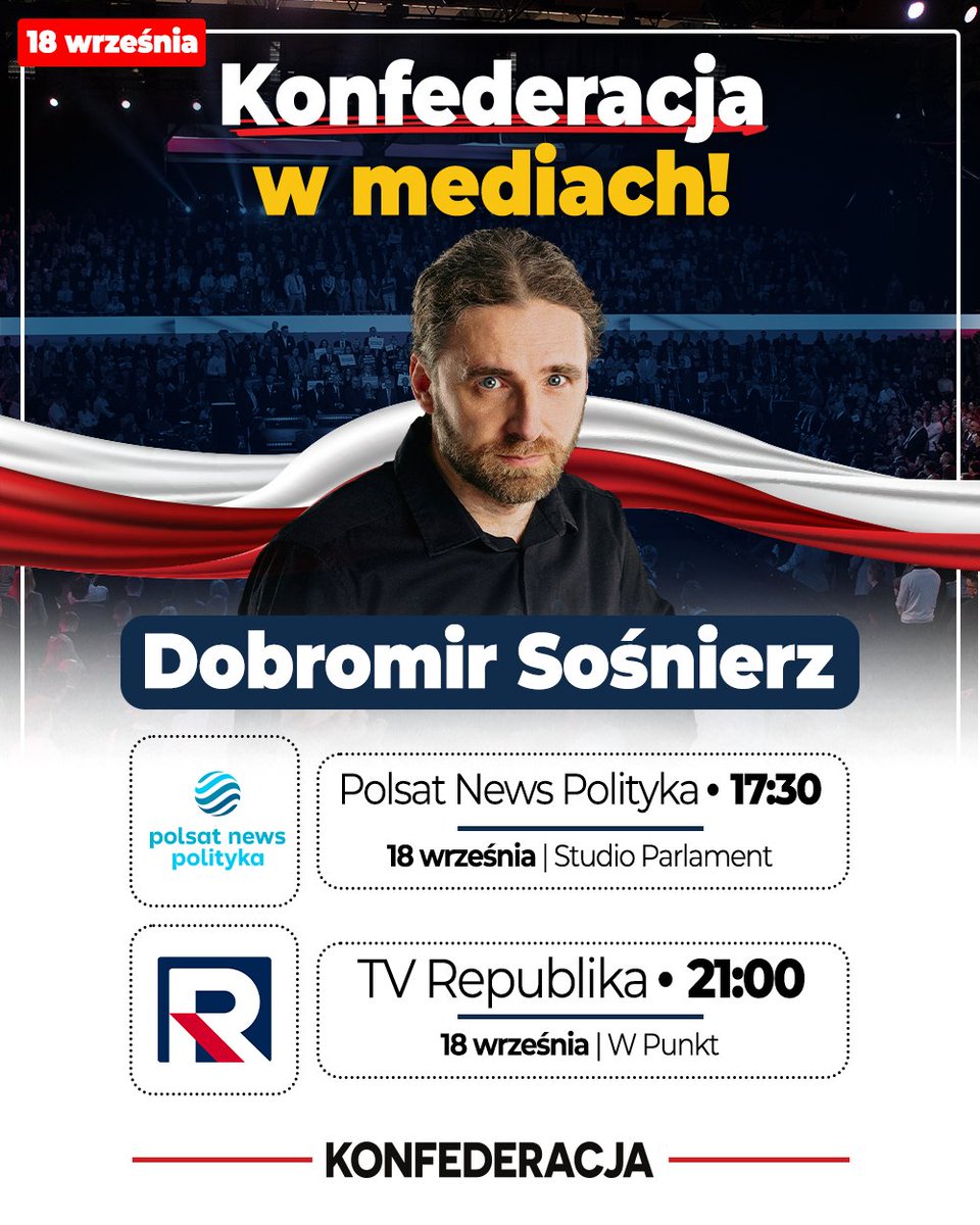 Dzisiaj <a href="/D_Sosnierz/">Dobromir Sośnierz</a> w <a href="/polsat_news_pol/">POLSAT NEWS POLITYKA</a> o godzinie 17:30 i w <a href="/RepublikaTV/">Telewizja Republika 🇵🇱 #włączprawdę</a> o godzinie 21:00!