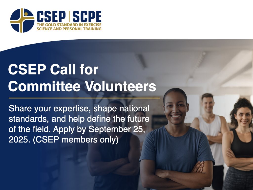 csep_scpe's tweet image. Make a meaningful impact on the future of exercise science in Canada. CSEP is seeking dedicated members to join its committees and help shape the profession through leadership, collaboration, and innovation.

The deadline to apply is September 25, 2025, at 5:00 PM ET.

Learn more…