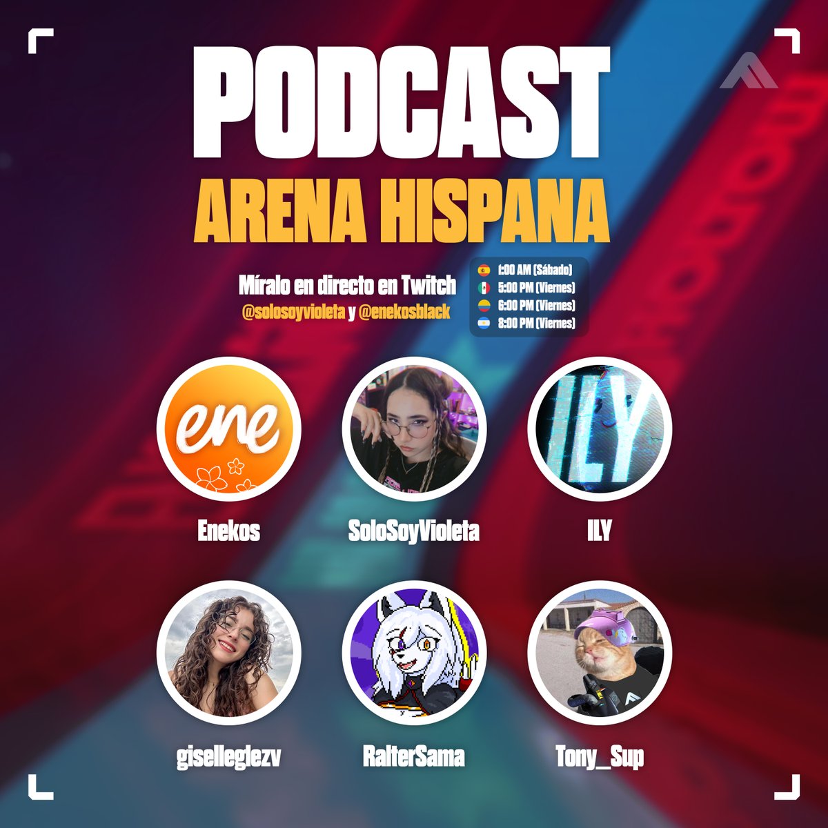 EnekosBlack's tweet image. 🥳¡Os presento EL PRIMER PODCAST de habla HISPANA del The Finals!
Presentado por @EnekosBlack y @solosoyvioleta 

Y con unos invitados increibles: 
@brooily 
@giselleglezv
@RammieSama  
@Toni_sup 

💜 Míralo en Twitch este Sábado a las 1:00 AM (CEST) o en diferido en YouTube