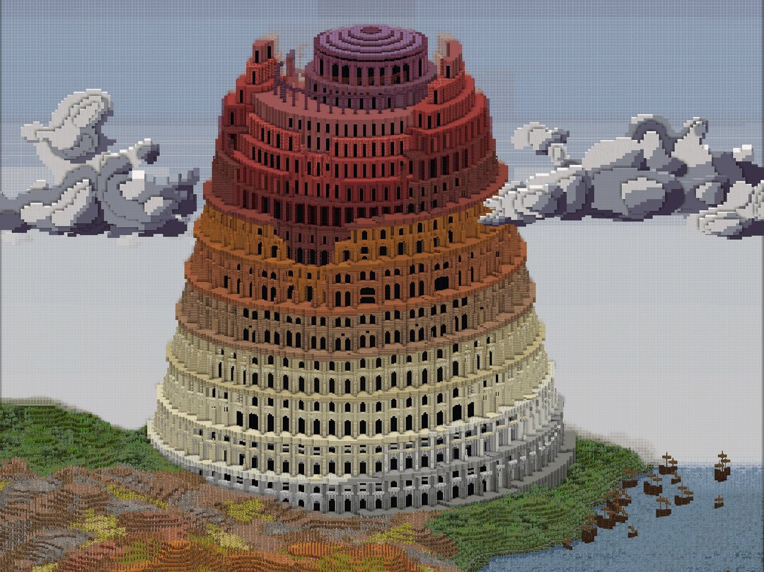 He recreado la pintura de la torre de Babel en Minecraft ¿Que opinan?