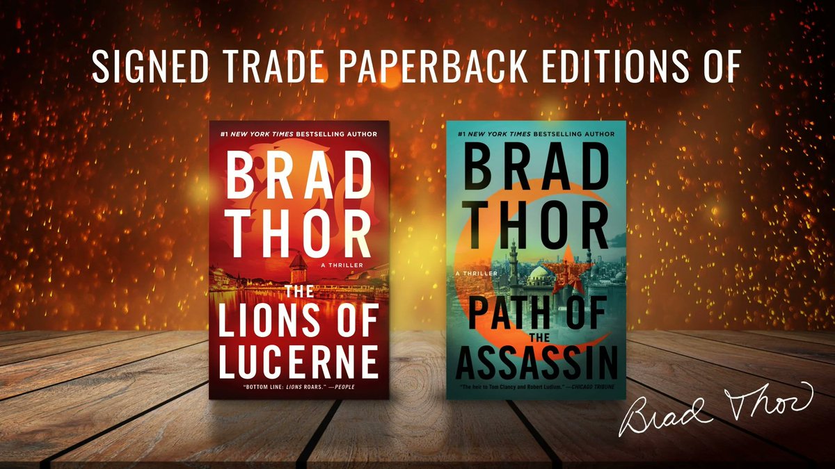 BradThor's tweet image. Kick off your weekend with a THRILLER! 📚 Win SIGNED editions of my first two novels THE LIONS OF LUCERNE and PATH OF THE ASSASSIN. One-time signup at bradthor.com/connectgets you in on ALL my giveaways!  #ThorsdayGiveaway #BradThor