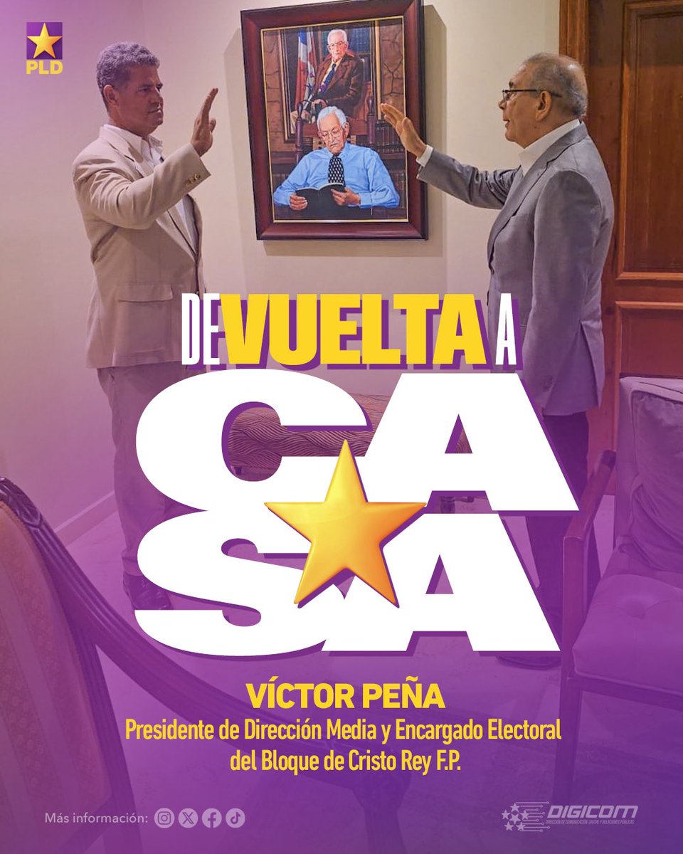 DIGICOMPLD's tweet image. Nuestro presidente @DaniloMedina juramentó a nuevas figuras en el PLD:
⭐️Sandra Reynoso, junto a su hijo y sobrino.
⭐️Víctor Peña.
⭐️Junior de Jesús, ex candidato a regidor por el PRD y más votado en la boleta, proveniente del PRM.

#PLDenLasCalles 💜⭐