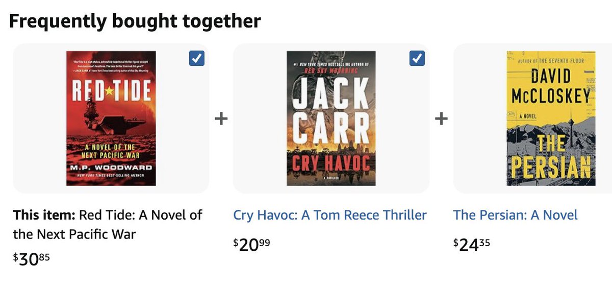 M.P. Woodward 🇺🇸 (@mpwauthor) on Twitter photo My alma mater company, Amazon, is finally getting that recommendation engine dialed in. <a href="/JackCarrUSA/">Jack Carr</a> <a href="/mccloskeybooks/">David McCloskey</a> <a href="/USNIBooks/">Naval Institute Press</a> My alma mater company, Amazon, is finally getting that recommendation engine dialed in. <a href="/JackCarrUSA/">Jack Carr</a> <a href="/mccloskeybooks/">David McCloskey</a> <a href="/USNIBooks/">Naval Institute Press</a>