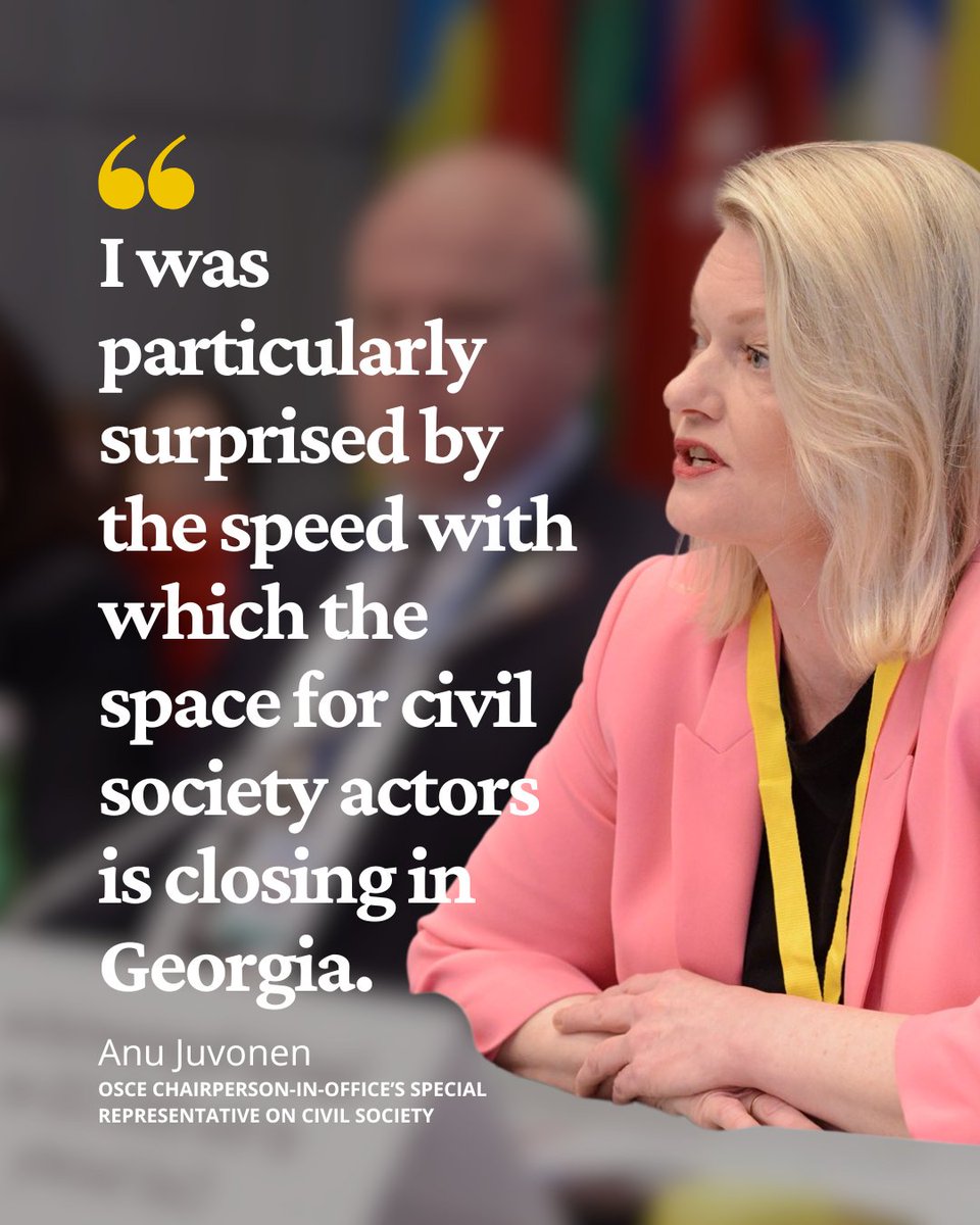 HRHFoundation's tweet photo. HRHF welcomes findings made by @OSCE Chairperson-in-Office’s Special Representative on Civil Society @AnuJuvonen following her 7-11 Sept visit to #Georgia. 

HRHF repeats its call for the Georgian authorities to halt their crackdown on civil society.

https://t.co/mGmMFzcOSm https://t.co/UexlT5R8Z5
