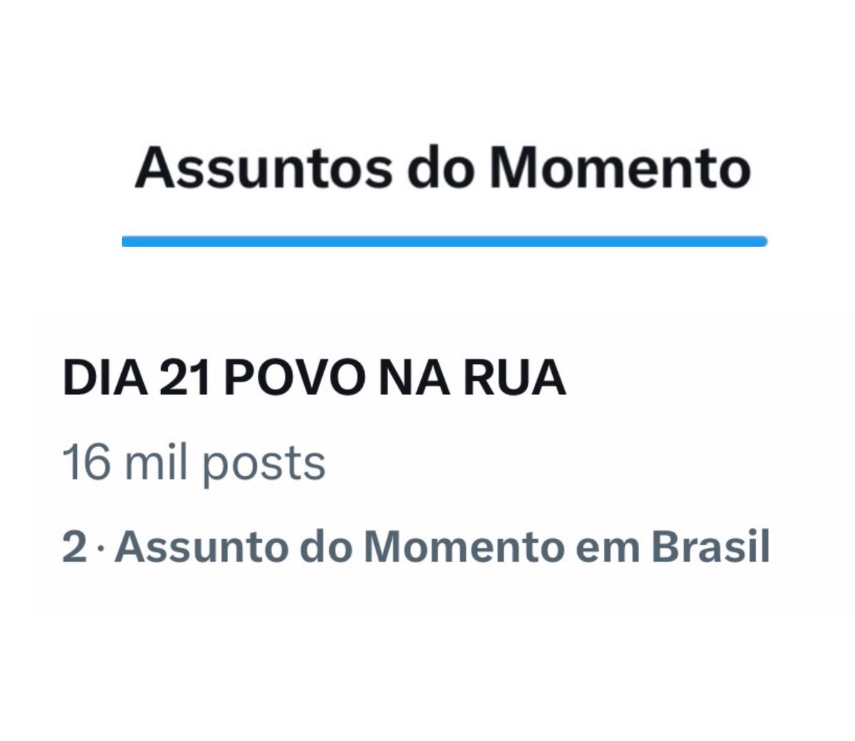 GRANDE DIA! A mobilização já está em segundo lugar entre os assuntos mais comentados do país. Domingo é rua no Brasil inteiro 🇧🇷

DIA 21 POVO NA RUA
PEC DA BANDIDAGEM NÃO 
SEM ANISTIA
PARLAMENTO SEM VERGONHA