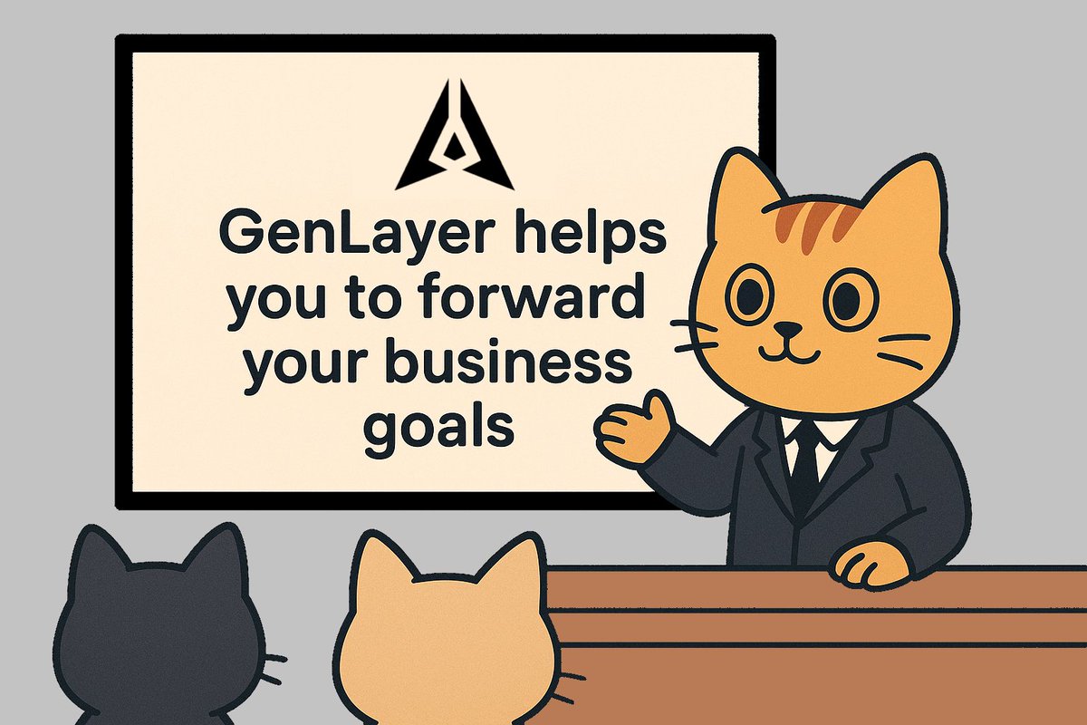 GingoingRA's tweet image. ✍️Short quotations about @GenLayer:

&quot;51- GenLayer enables enterprises to streamline complex business logic and workflows through AI-driven automation that executes and enforces contractual agreements on-chain!&quot;
#trustlayer #intelligentcontracts