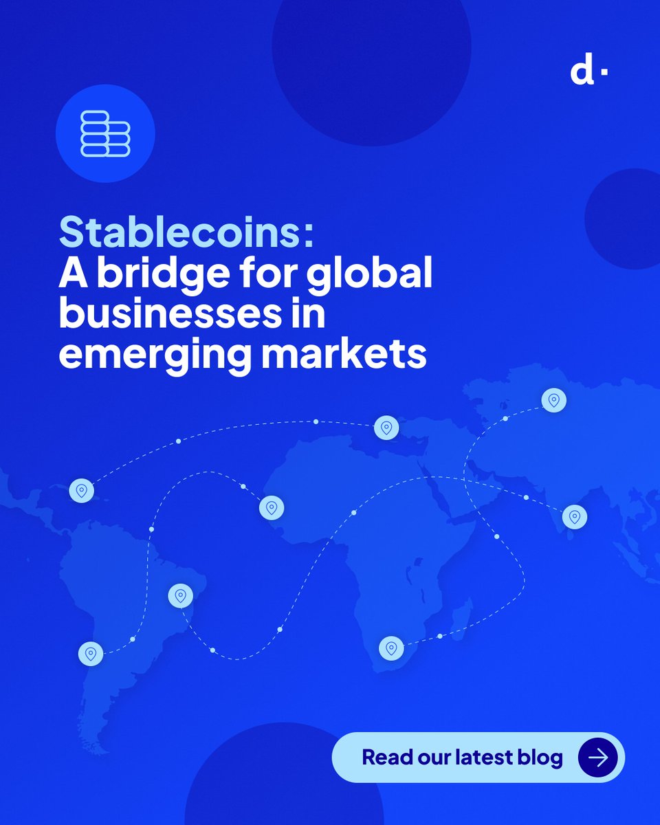 dLocalPayments's tweet image. Settlement delays, FX limits, and volatility slow growth in emerging markets. #Stablecoins are changing that: faster transfers, protection from swings, global access, smoother payouts.
📖 Full blog here: hubs.ly/Q03JX3fn0
#EmergingMarkets #dLocal #APMs