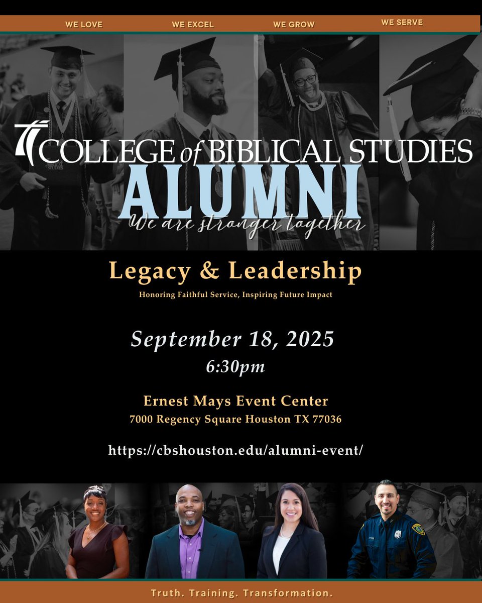 Join us for the inaugural College of Biblical Studies Alumni Speakers Series, a powerful evening celebrating the lasting impact of CBS alumni in ministry, outreach, discipleship, and the marketplace.