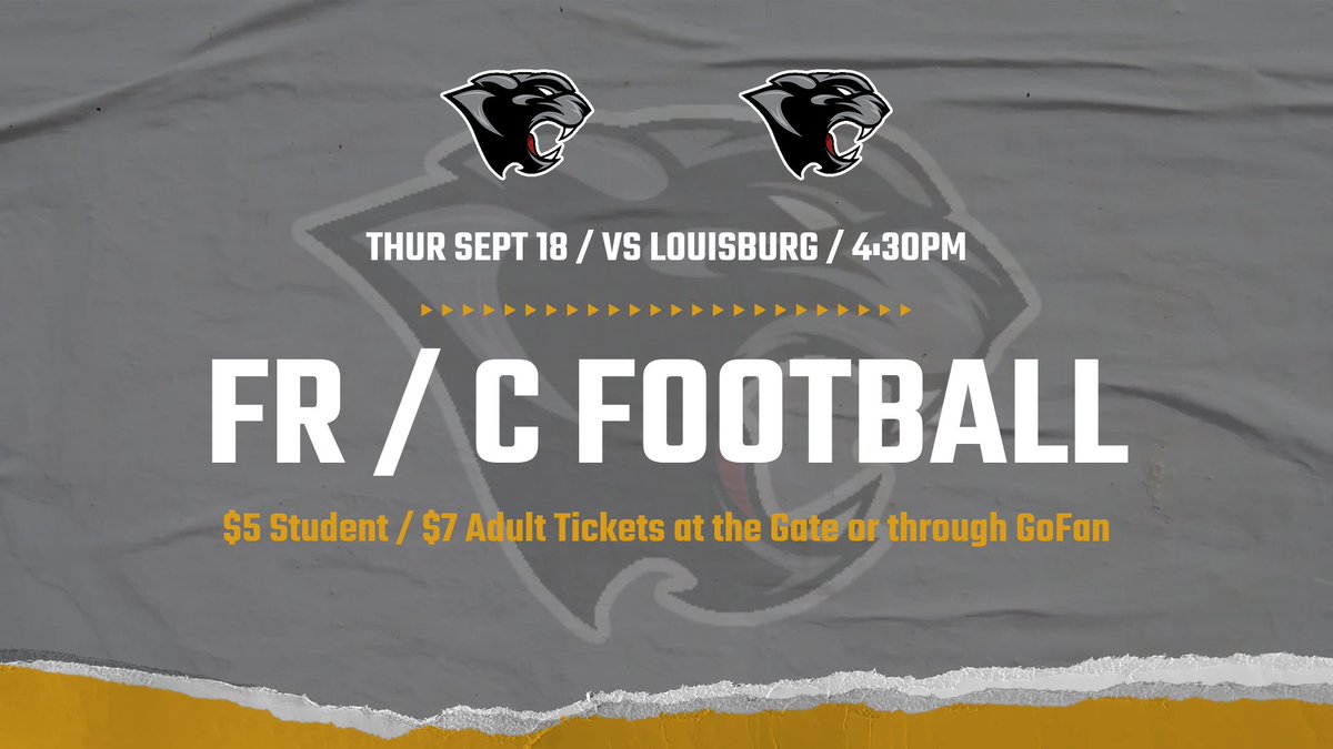 Freshman Football will play Louisburg today at home starting at 4:30.  Tickets are $5 &amp; $7 at the gate or through GoFan:  gofan.co/event/3935834?…