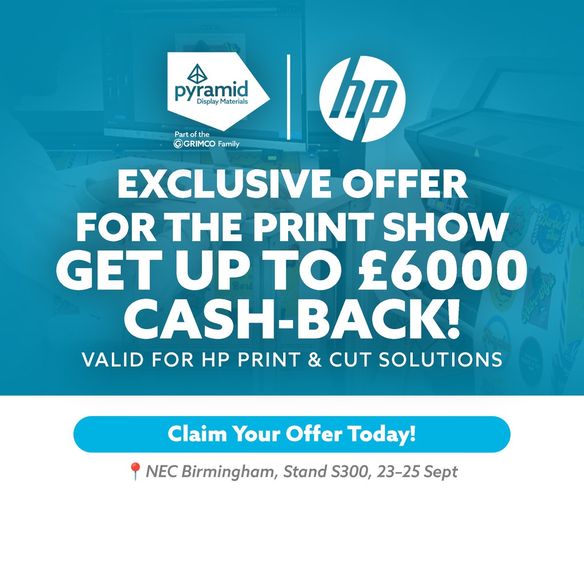PyramidDisplay's tweet image. Heading to The Print Show? Don’t miss HP’s exclusive offers!
📍 Find HP at Stand S300, NEC Birmingham (23–25 Sept)

👉 To qualify:
1️⃣ Visit HP at Stand S300 during the show
2️⃣ Have your badge scanned
3️⃣ Place your order before 17th October

⏳  Hurry! Offer ends 17th October!