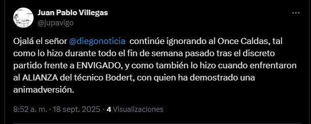jupavigo's tweet photo. @diegonoticia @VBarCaracol siga pordebajiando al Once Caldas!!!! https://t.co/HJIEQZp7CS