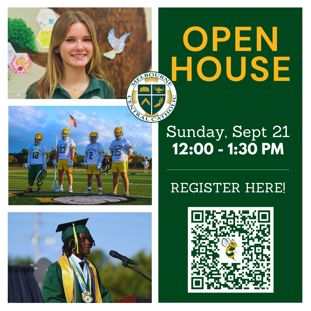 🎉This Sunday!🎉
MCC Open House
📅 Sunday, September 21, 2025
🕛 12:00 PM – 1:30 PM

Join us for an exciting afternoon of exploration, connection, and fun! Don’t miss out—we can’t wait to see you there! For more information, visit: melbournecc.org/admissions/vis…