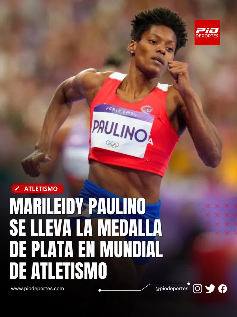 Con un tiempo de 47.98 segundos en los 400 metros, la dominicana Marileidy Paulino se alzó con la medalla de plata en el Campeonato Mundial de Atletismo, quedando detrás de la norteamericana Sydney McLaughlin-Levrone con tiempo de 47.78 segundos. 

#PioDeportes
