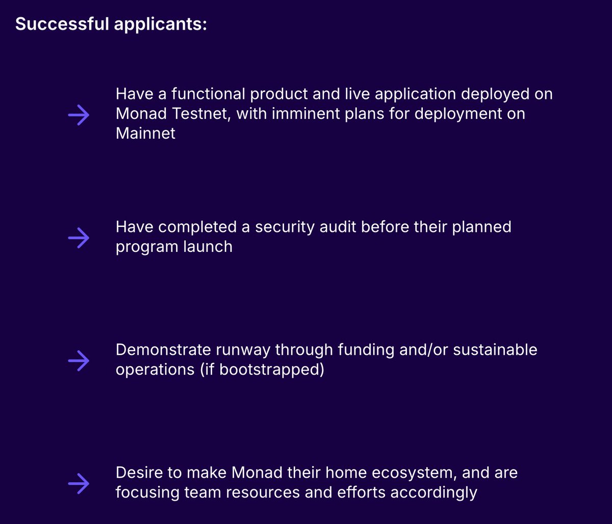 _gvan's tweet image. BREAKING: The Monad foundation announces Monad Momentum accelerator, an incentives matching program to accelerate growth of top monad eco apps.
For users, this means 2x incentives when using top monad dapps
Which dapps will qualify?