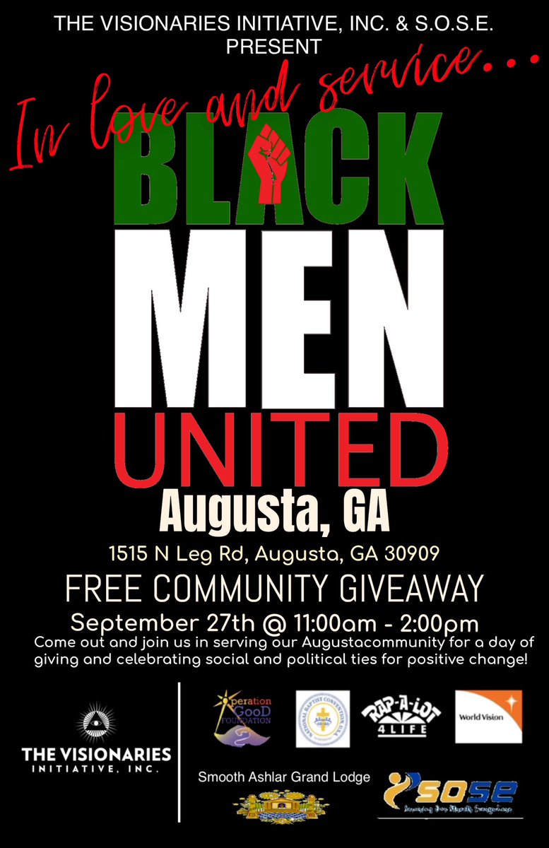 We in Augusta, GA on the 27th doing what I love - GIVING… I am a walking example of my father’s mission - I AM THE BLUEPRINT!!! Join me in serving our communities in love and service. <a href="/bmuworldwide/">Black Men United</a> @thevisionariesinitiative #GroomedForGreatness #TheVision