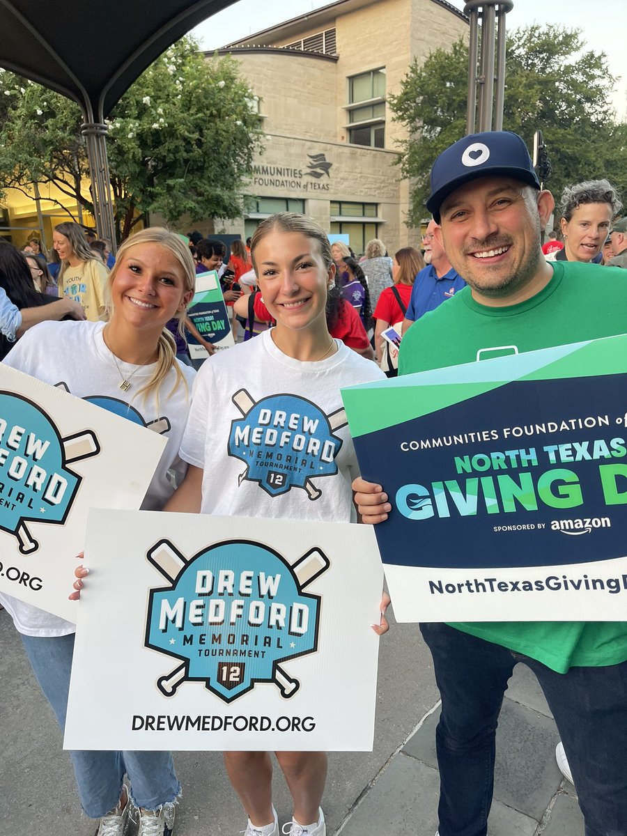 So amazing to be a part of <a href="/NTxGivingDay/">North Texas Giving Day</a> on @WFAA this morning! You can make a donation to our 10th annual tournament by visiting DrewMedford.org. More than $200,000 in scholarships have been awarded to leaders on high school baseball teams like Drew. #dmmt
