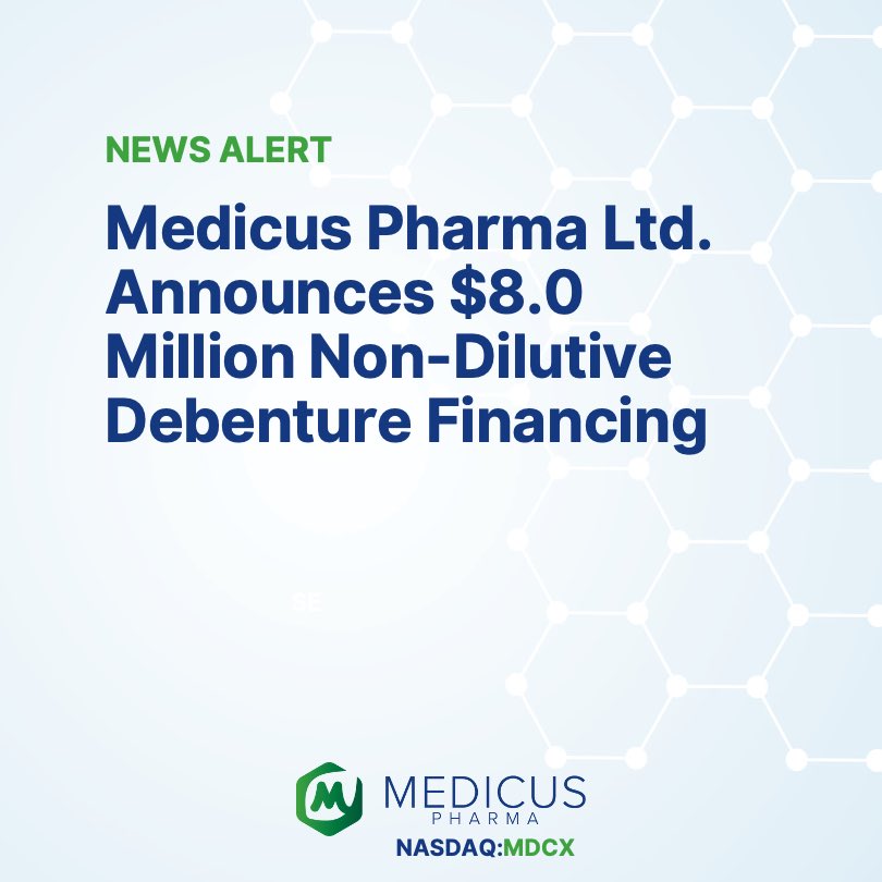 $MDCX completed a non-dilutive $8.0 million debenture financing. The Company plans to use the proceeds to accelerate the development of Teverelix, a next generation GnRH Antagonist, as a first in class market product for Acute Urinary Retention (AURr) and high CV risk Prostate