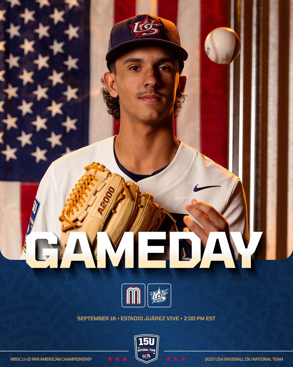 USA Baseball 15U (@usabaseball15u) on Twitter photo Time to finish what we started🥇
🆚 Mexico, (B3, 1 out)
⌚️2:00 PM EST
📍Estadio Juárez Vive 
📺 youtube.com/@juarezports-o…
📊 bit.ly/46oXpHe Time to finish what we started🥇
🆚 Mexico, (B3, 1 out)
⌚️2:00 PM EST
📍Estadio Juárez Vive 
📺 youtube.com/@juarezports-o…
📊 bit.ly/46oXpHe