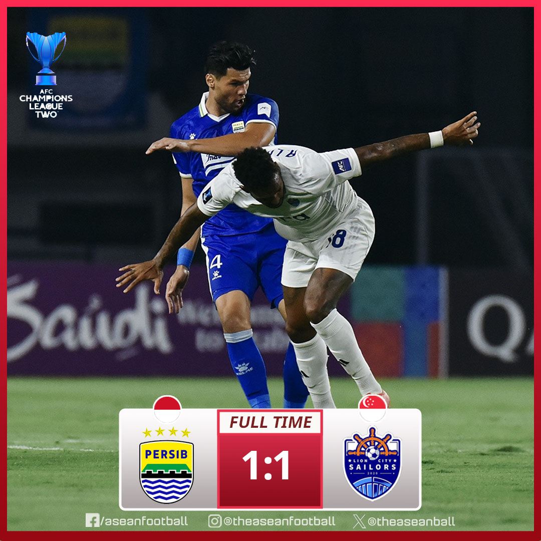 theaseanball's tweet image. ✨AFC CHAMPIONS LEAGUE TWO 2025/26 | Group G
FT: Persib Bandung 🇮🇩 1️⃣ - 1️⃣ 🇸🇬 Lion City Sailors
#AFC #ACLTwo #ASEANFootball