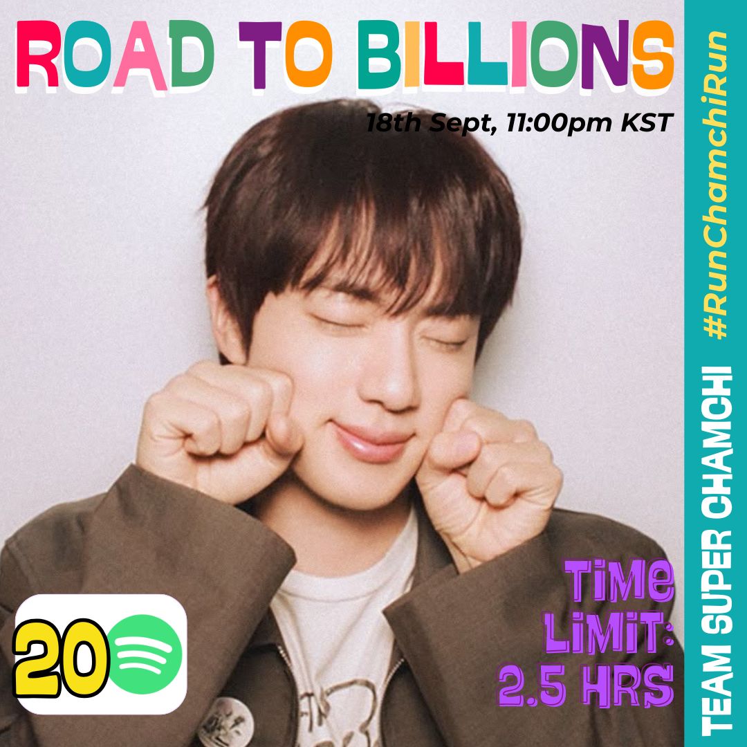 sbattle613's tweet photo. ROAD TO BILLIONS BATTLE ๐ฅ
TEAM #GOODBOY VS TEAM #SUPERCHAMCHI ARE YOU GUYS READY?! ๐
TEAM #SUPERCHAMCHI, Drop your SS HERE ๐๐ป
Time limit: 2.5 hours โฐ (till 1:30 KST)
Playlist: https://t.co/9vyBUPsZeD
Tags:
#TeamSUPERCHAMCHI
#RunChamchiRun
#DontSayYouLoveMe_to_500M https://t.co/VrNesKXgLp