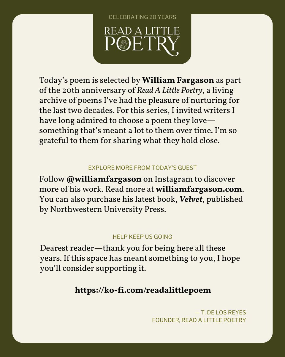 <a href="/williamfargason/">William Fargason</a> Follow William Fargason to discover more of his work. Read more at williamfargason.com. You can also purchase his latest book, Velvet, published by Northwestern University Press.