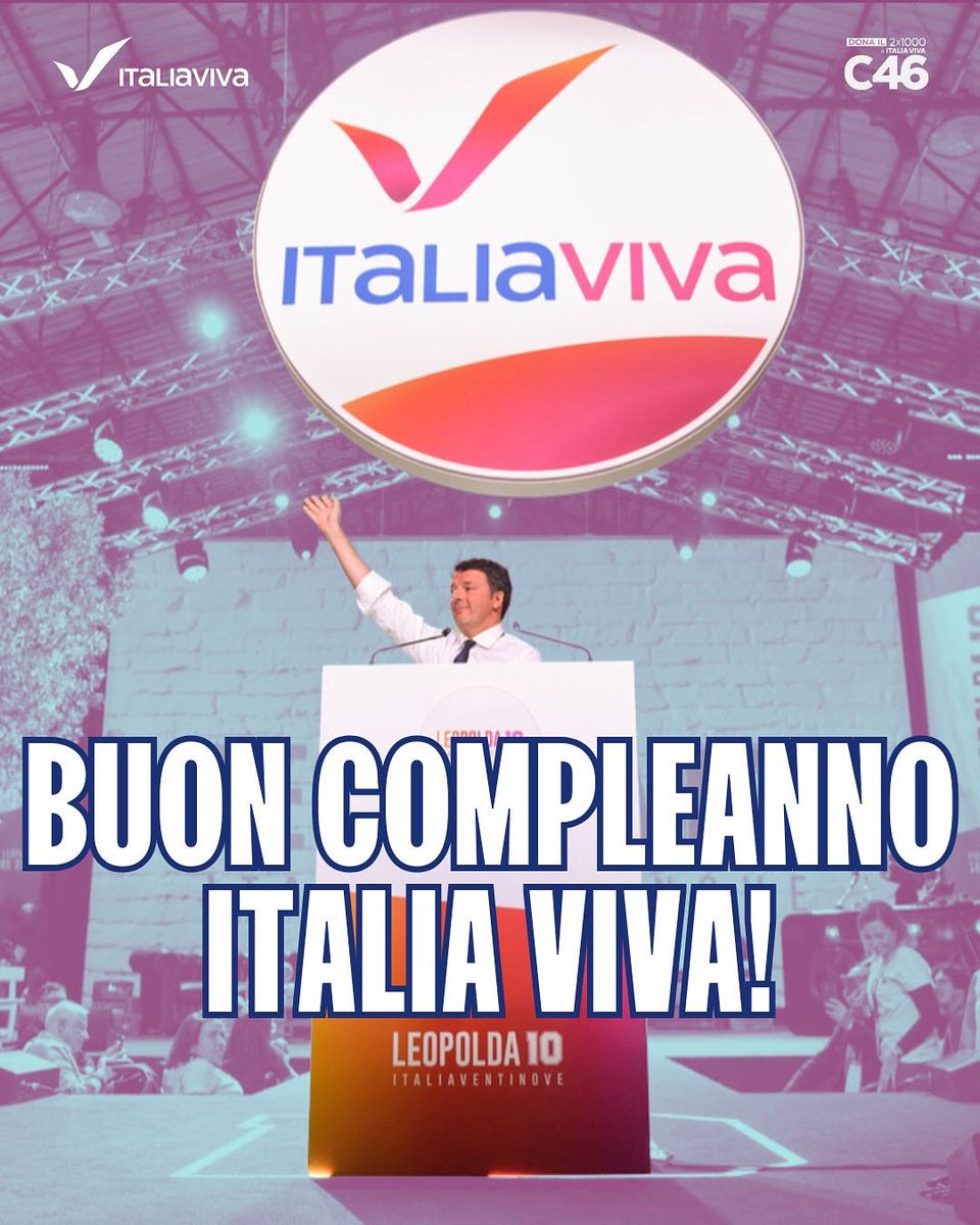 ItaliaViva's tweet photo. Sei anni fa nasceva Italia Viva.
Sei anni di battaglie, idee, proposte.
Grazie a tutta la nostra fantastica comunità!
Buon compleanno, Italia Viva! https://t.co/QY43PZITWB