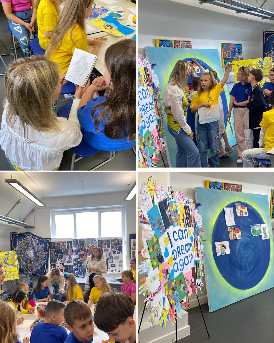 StMarysTrust's tweet photo. ✨ Our children’s scarf “We Can Dream Again”, created with artist Mariya Dykalo &amp; @aspinaloflondon, was presented to Melania Trump by Sir @Keir_Starmer &amp; Lady Starmer. 
💙💛Support children by donating on our website. 
#WeCanDreamAgain #MelaniaTrump #supportchildren https://t.co/aXaSYJGkAI