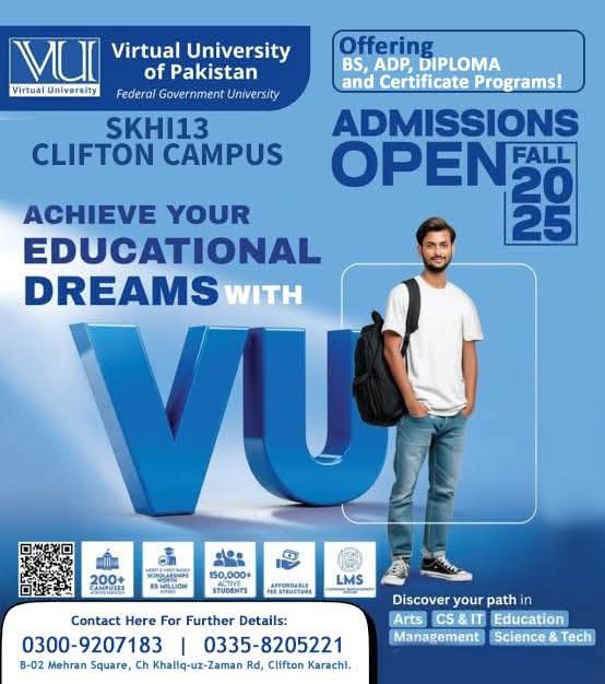 CityNews021's tweet image. #VirtualUniversity #AdmissionsOpen #Clifton