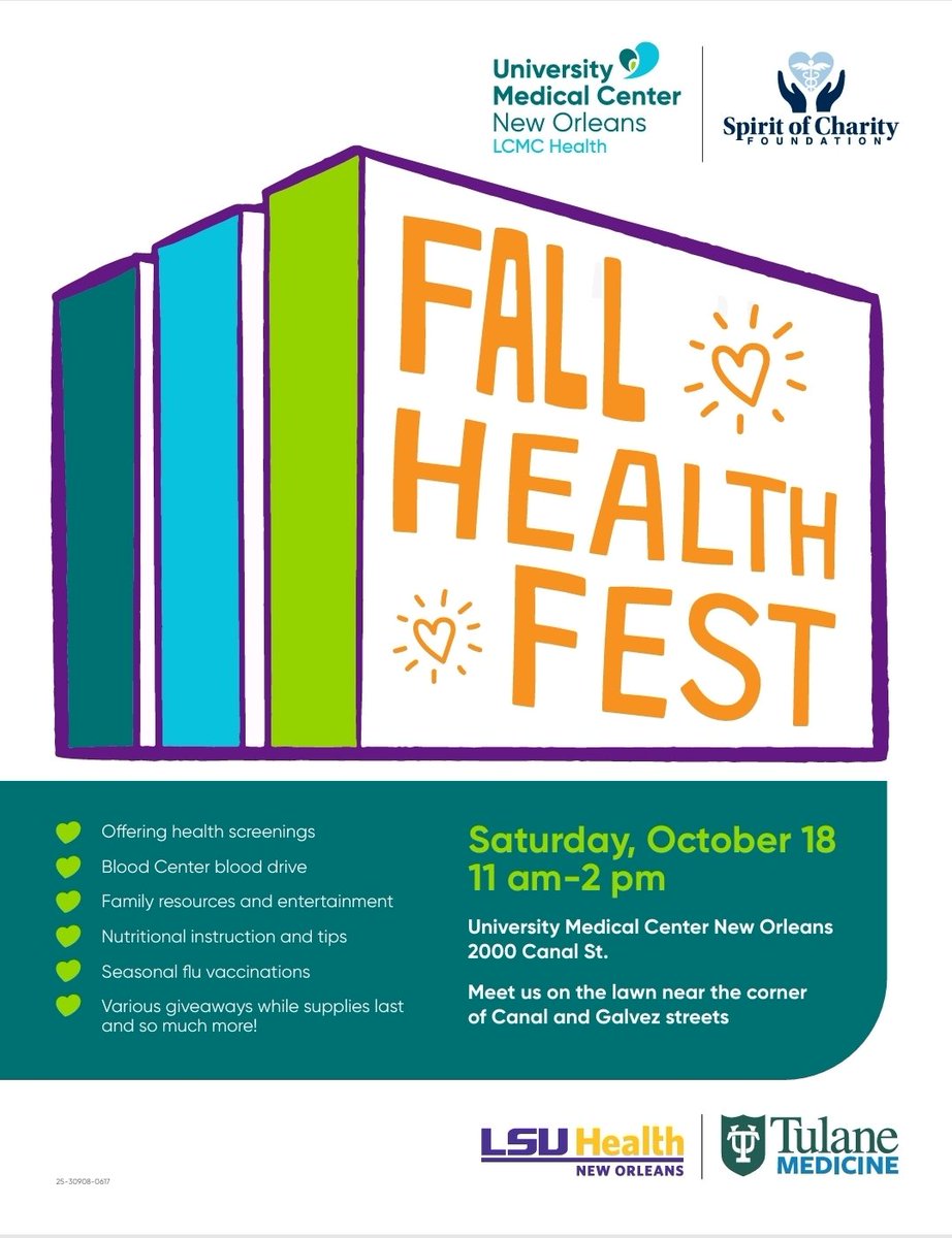 Join UMC for their Fall Health Fest, which will take place on Saturday, October 18, from 11 am to 2 pm on the University Medical campus.

They'll have health screenings, resources and information, entertainment, nutrition tips and more!