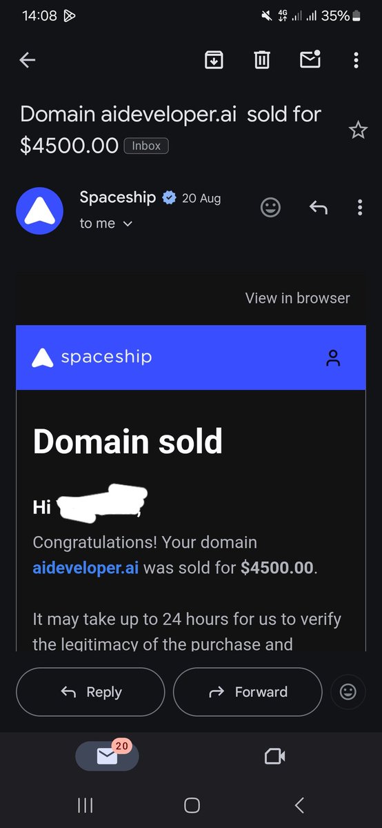 JdldSalmo82888's tweet image. On 20 august i sold aideveloper.ai for 5k through @spaceship they took only 5% compared to  afternic&apos;s 
 30% , got these listed there at cheaper💵
Aiteacher.ai ,Aiarchitect.ai ,Aidiet.ai
, Aianalysis.ai  #spaceship #Domainsales