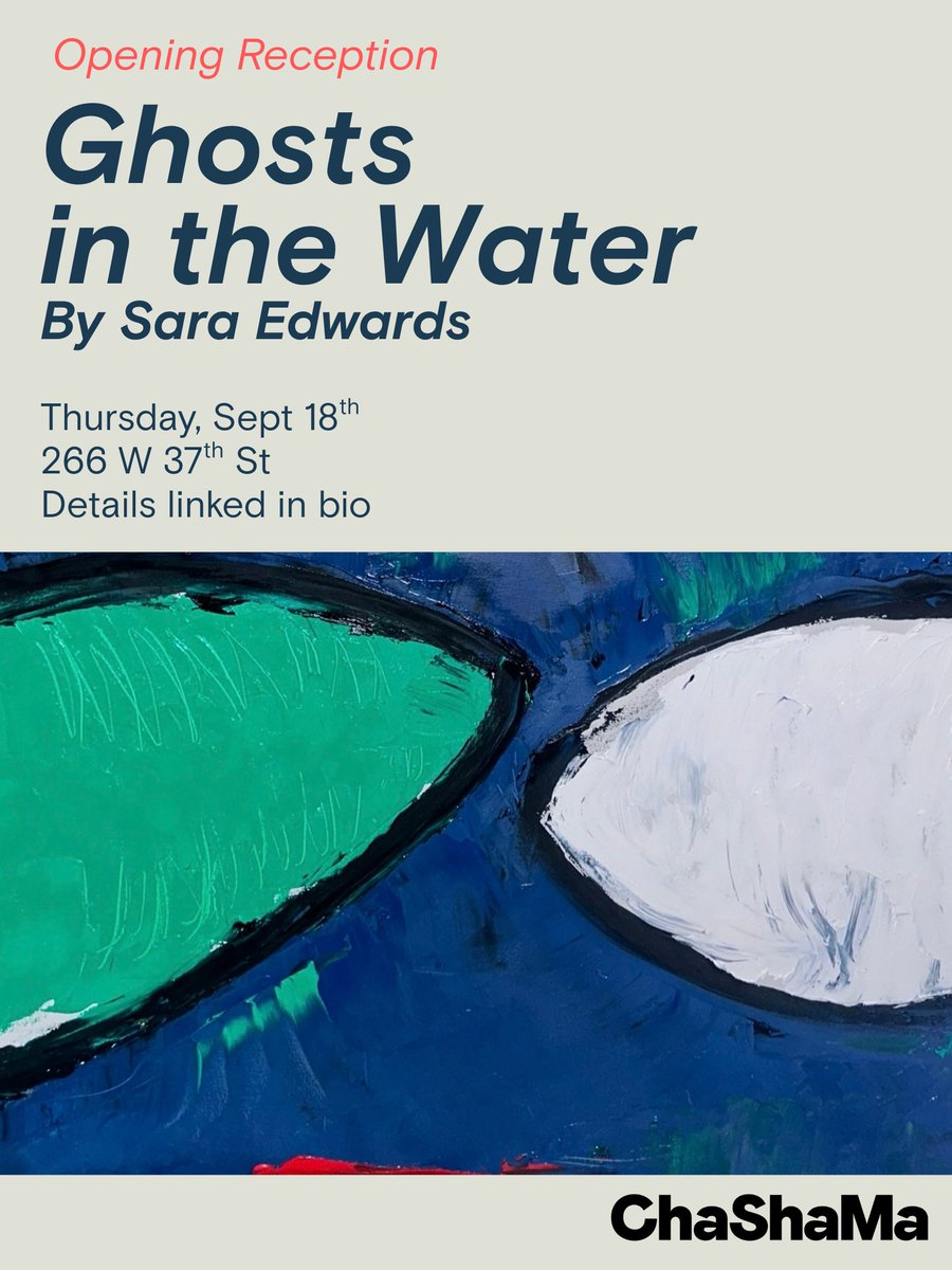 chashama's tweet image. If you’re looking for something to do this evening, stop by our gallery at 266 W 37th St from 6-9pm and see the beautiful “Ghosts in the Water” by the amazing Sara Edwards !!!! 🌊💙

#nyc #chashama #visualarts #painting #artsnonprofit