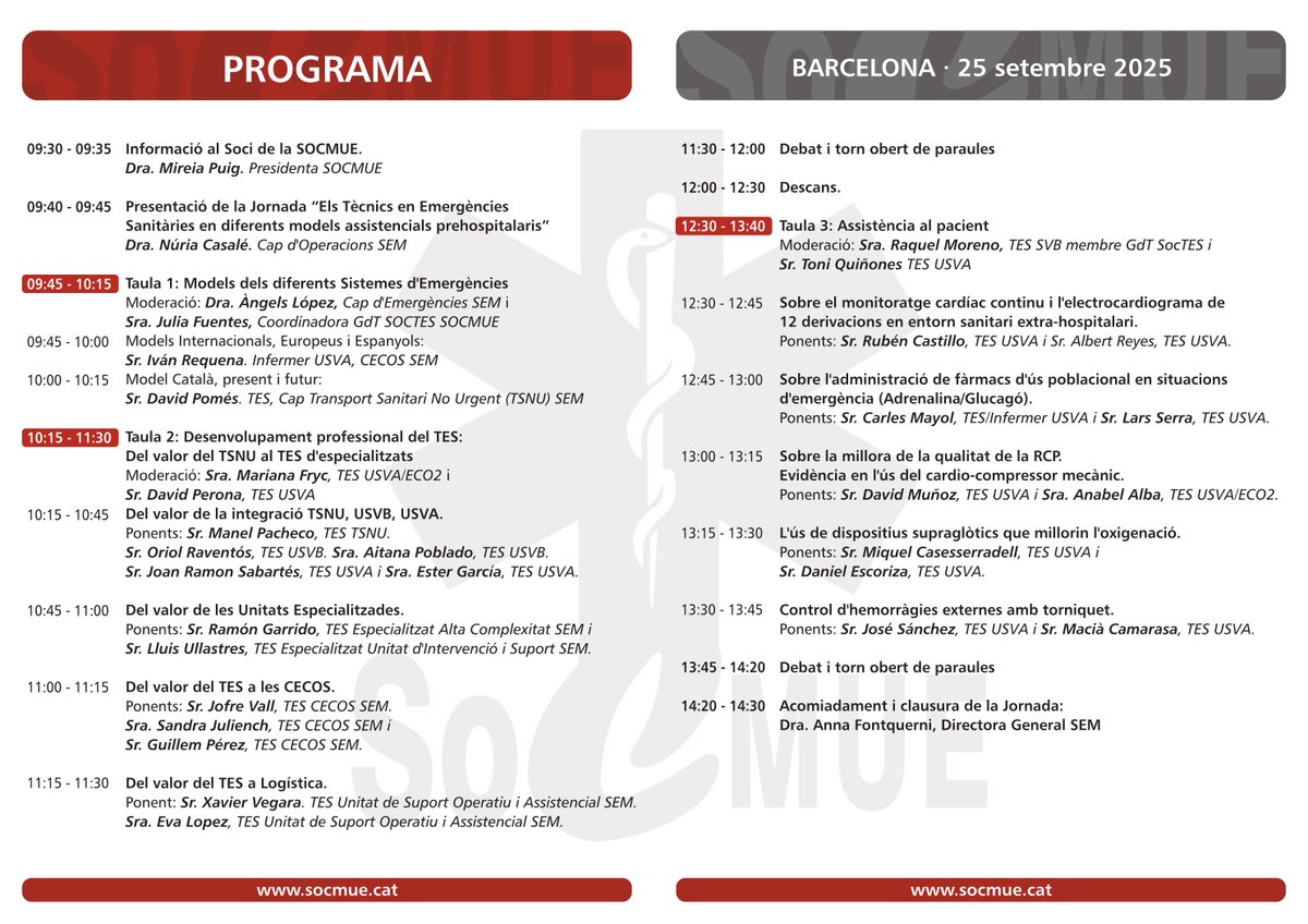 El <a href="/semgencat/">SEM. Generalitat</a>  organitza una jornada per a #TES.
👥Des del gdt SocTes de <a href="/SoCMUE/">SoCMUE</a>  hem col·laborat amb el contingut científic, juntament amb l'Acadèmia de les ciències mèdiques, on es realitzarà l'acte.
🎓Una oportunitat per compartir coneixement i reforçar la tasca dels TES.