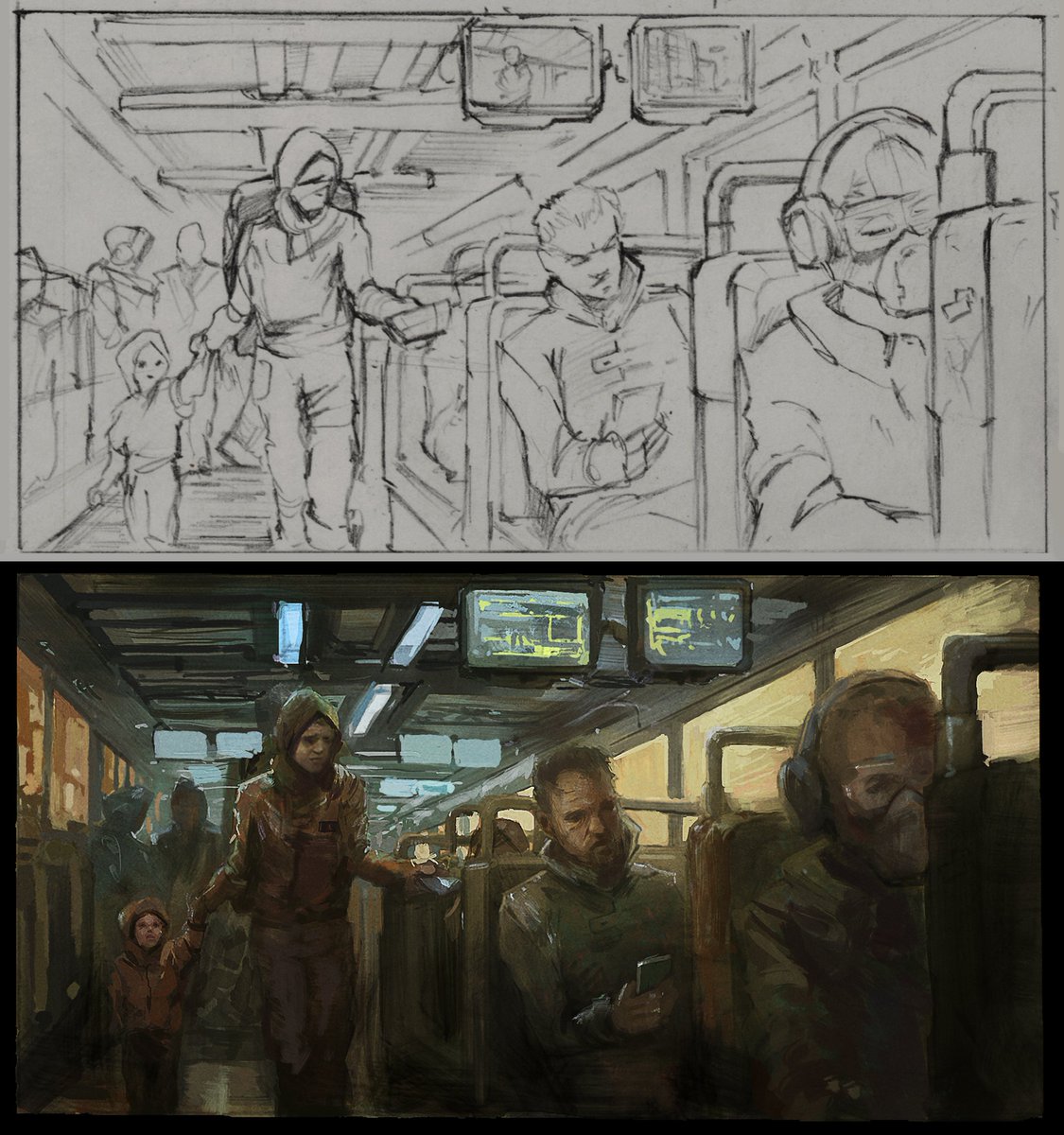 sketched vs painted panel
the page is almost done