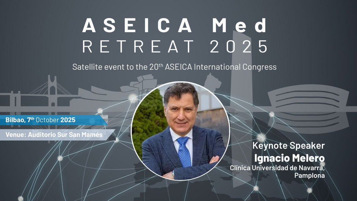 ⚫Si eres clínico y te interesa la investigación, te esperamos en el RETREAT #ASEICAMed

📅7OCT
🏟️Bilbao-San Mames <a href="/AthleticClub/">Athletic Club</a> 
‼️ Posibilidad de Registro único o a todo el #ASEICACongress

Keynote🗣️Ignacio Melero <a href="/ClinicaNavarra/">Clínica Universidad de Navarra</a> <a href="/CIMA_unav/">Cima Universidad de Navarra</a>

aseica.es/aseicamed-retr…