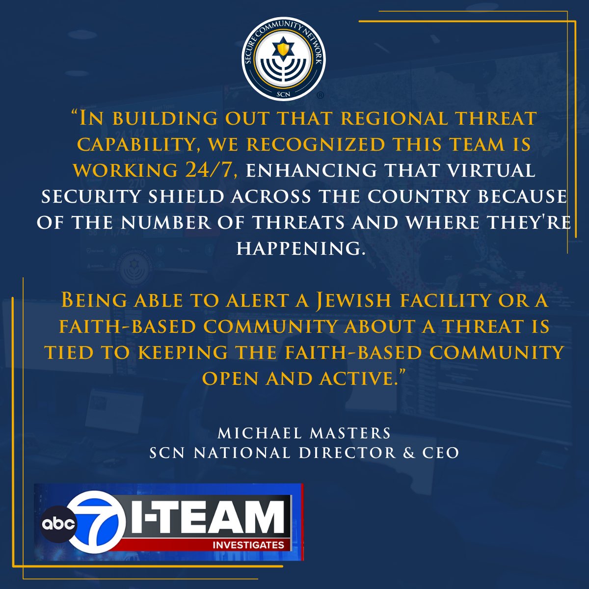 Read More: abc7chicago.com/post/chicago-b…

“In building out that regional threat capability, we recognized this team is working 24/7, enhancing that virtual security shield across the country because of the number of threats and where they're happening.

Being able to alert a Jewish